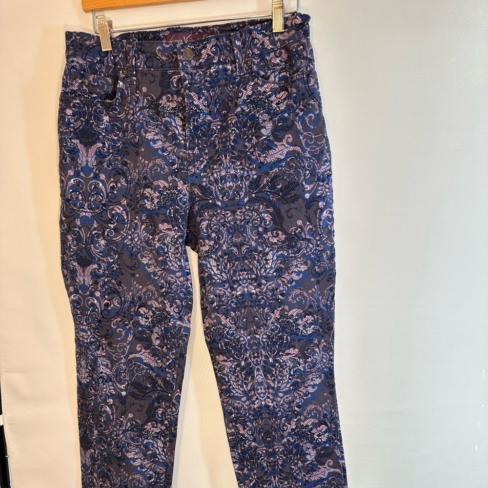 Gloria Vanderbilt Amanda Classic High Rise Tapered Boho Flower Denim Jeans Sz 8